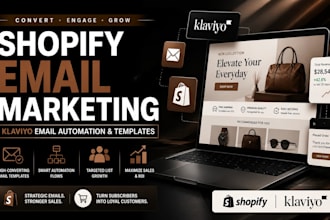 setup shopify email marketing email templates and email automation using klaviyo