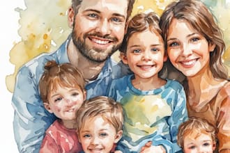 custom watercolor family portrait