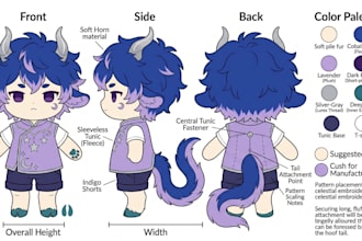 design custom plush reference sheet, plush toy design, stuffed animal tech pack