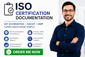 prepare iso compliance documentation and certification readiness