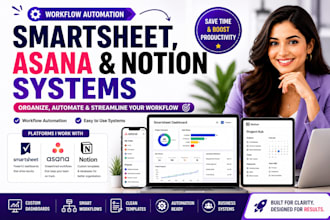 create smartsheet dashboard, asana workflows, and notion templates