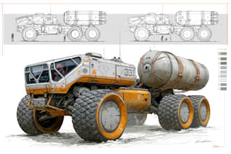 sketch a car or vehicle design concept using digital drawing