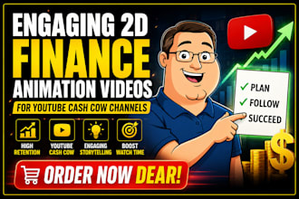 create engaging 2d finance animation videos for youtube cash cow channels