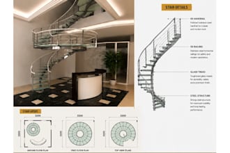 do 2d and 3d staircase design, stairs handrails, 3d basement rendering