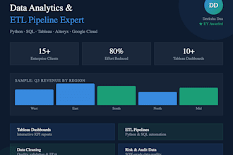 build python sql etl pipelines and tableau dashboards for data analytics