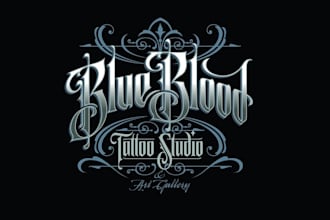 design blue blood tattoo studio art gallery logo