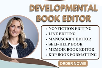 developmental book editor nonfiction self help book editor memoir KDP formatting