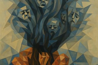 create custom abstract cubism digital painting and fine art