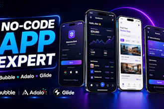 develop custom adalo app bubble io or glide no code mobile app mvp