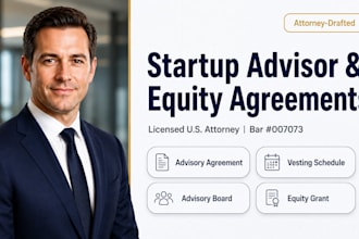 draft custom startup advisor equity grant agreements