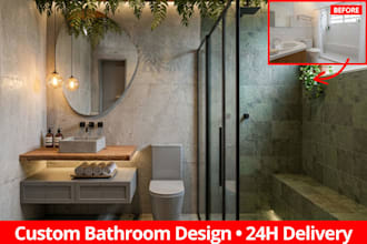 create realistic 3d bathroom design and rendering