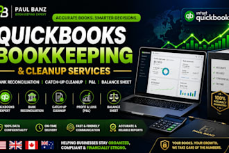 do quickbooks bookkeeping, catch up cleanup, bank reconciliation