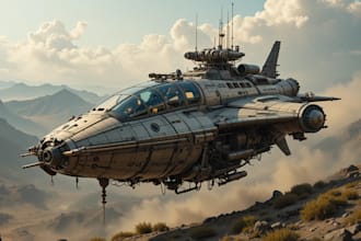 draw custom spaceship sci fi steampunk nft