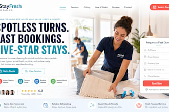 design wix airbnb cleaning website turnover quote booking website