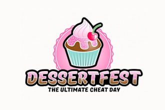 design dessert fest ice cream candy cup cake logo