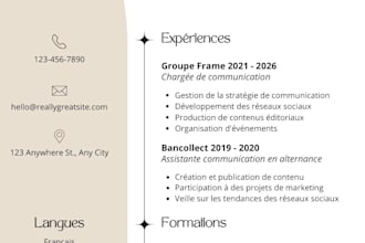 je vais concevoir un CV professionnel sur canva