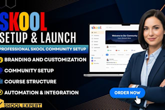 setup skool community ,skool online course creation and skool community manager