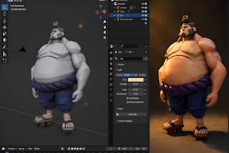 create 3d character design and blender animation