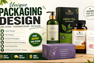 design unique label design, packaging design and box design