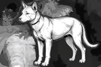 draw custom pet portrait dog or cat sketch from photo