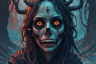 create fantasy horror character illustration and design