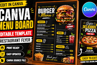 design menu board templates canva editable restaurant flyer for food brands menu