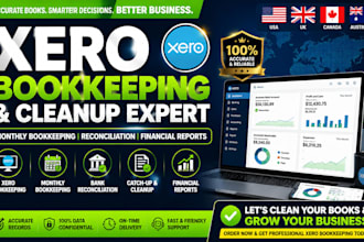 provide xero bookkeeping, monthly bookkeeping, reconciliation, financial reports