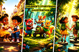 illustrate kids picture storybook illustration, art book illustration