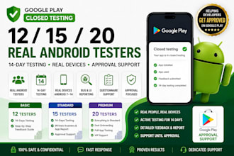 provide 12 android testers for google play console closed testing