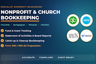do nonprofit and church bookkeeping and form 990 prep