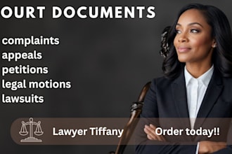 draft legal motions, petitions, complaints, and court pleadings