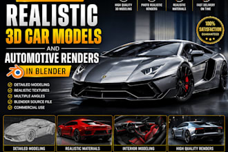 create realistic 3d car models and automotive renders in blender
