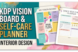 design KDP vision board journal and self care planner interior