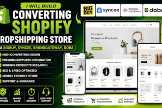 build shopify dropshipping store via bigbuy syncee brandgateway doba usadrop