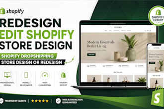 redesign edit shopify store design shopify dropshipping store design or redesign