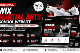 build wix martial arts school website class signup page karate school website