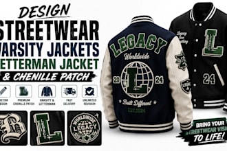 design streetwear varsity jackets, letterman jacket and chenille patch for you