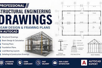 provide structural engineering drawings beam design and framing plans in autocad