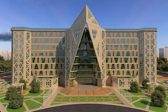 made 3d courthouse design, federal courthouse, courtyard house, justice center