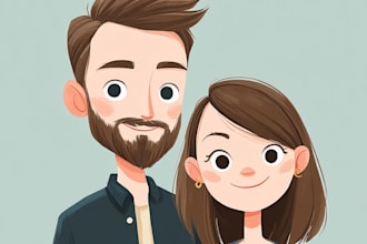 couple portrait wedding portrait illustration