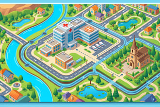 design custom gis hospital drainage interactive direction navigation church maps