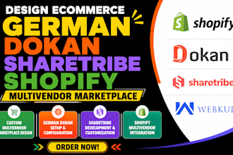 design ecommerce german dokan webkul sharetribe shopify multivendor marketplace