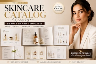 design skincare product catalog, beauty brand templates and price lists in canva