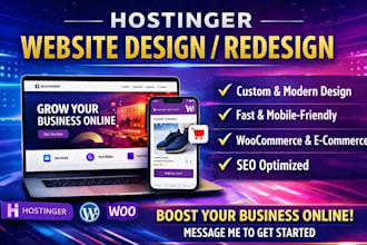 design a modern hostinger website, redesign or customize hostinger website
