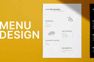 create a modern restaurant or bar menu design, print ready