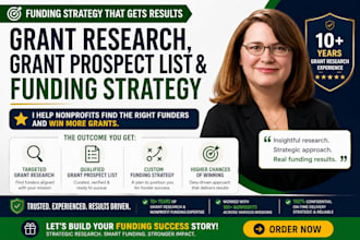 research grants, create a grant prospect list and funding strategy fast