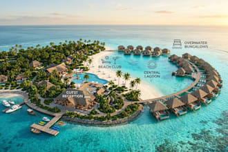 design resort master map and waterfront tourism layout