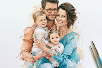 create a watercolor family portrait