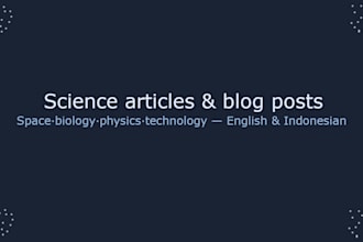 write science space and technology for blog and media