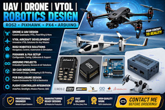 design uav drone vtol robotics, ros2, pixhawk, px4, arduino and pcb enclosure